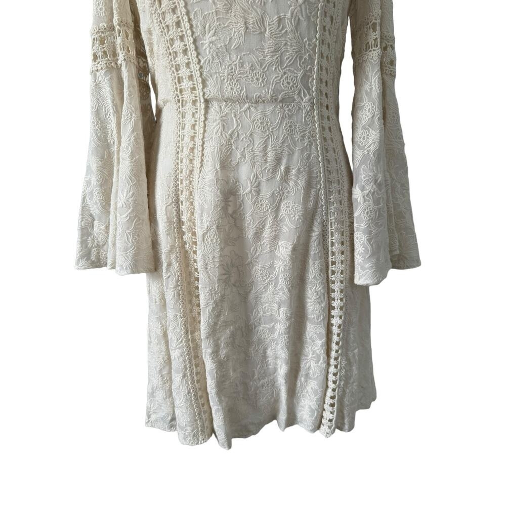 Alice+Olivia Lace Short Dress Bridal Ivory Bohemian Engagement Bachelorette Sz 4 - Picture 5 of 16